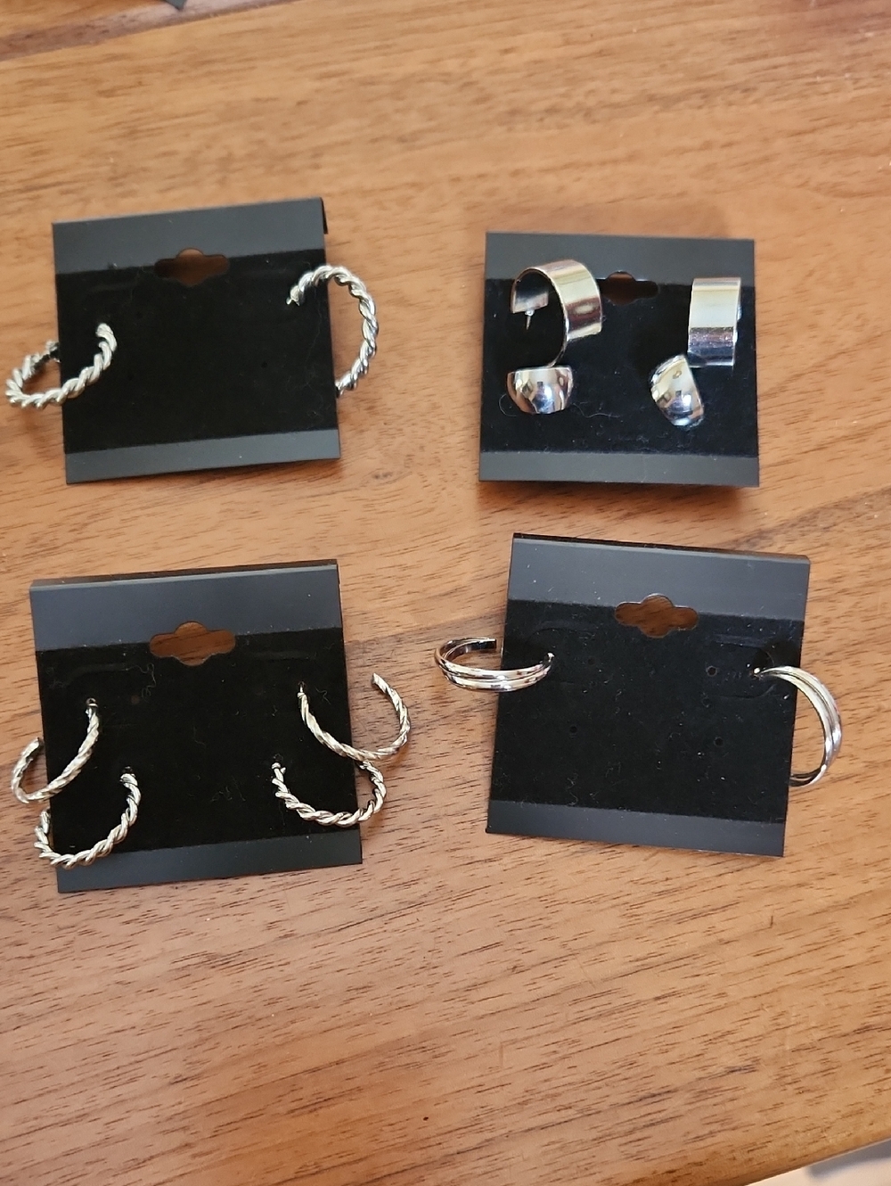 Fashion Jewelry Silver-Tone Hoop & Cuff Earring Set - Mixed Textures
